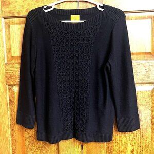 Sweater 3/4 Sleeve Cotton Boat Neck‎ Black Size L NWOT Ruby Rd